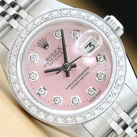 rolex women pink watch|pink Rolex watch with diamonds.